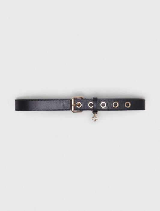 Leather Belt With Miss M Buckle Black
