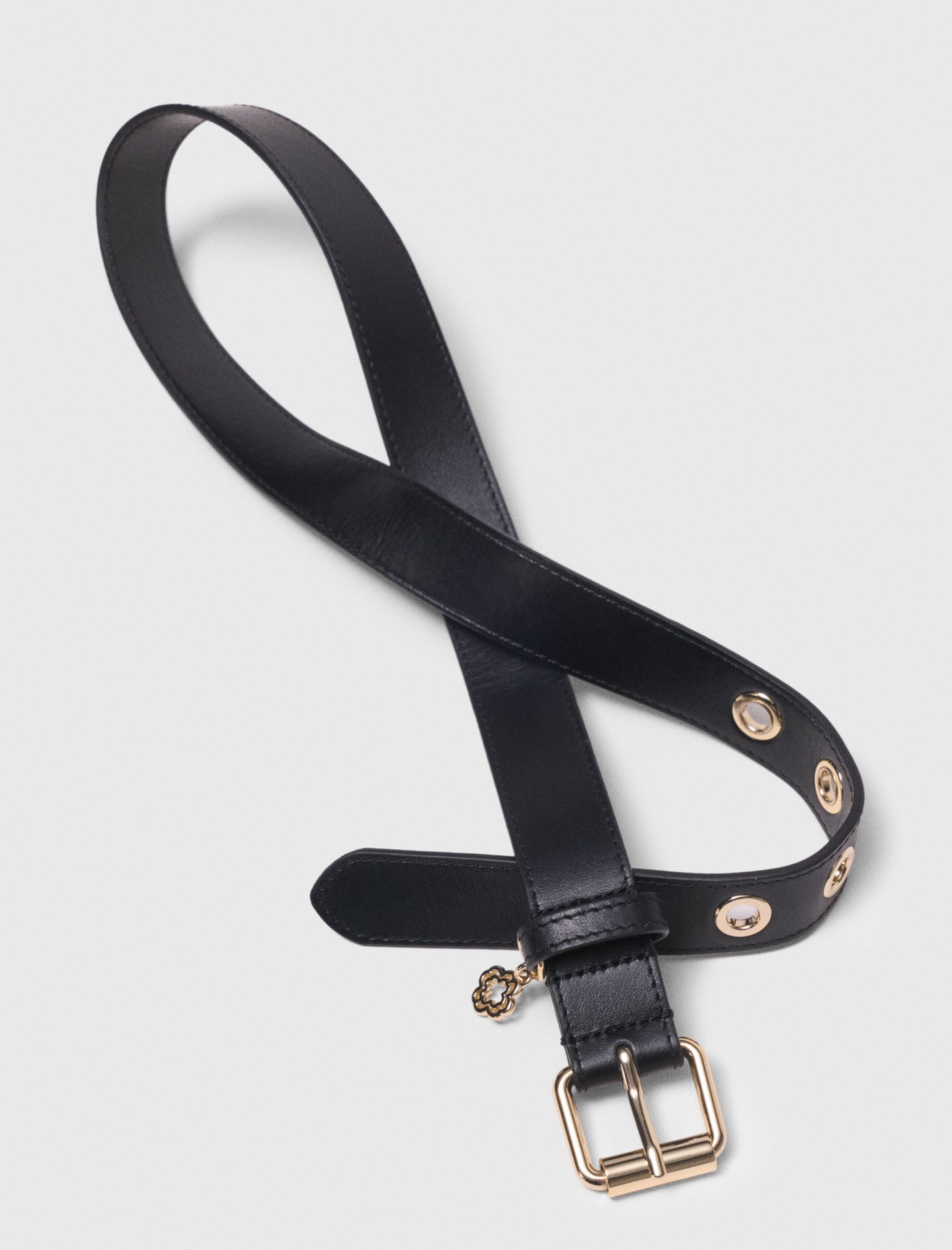 Leather Belt With Miss M Buckle Black