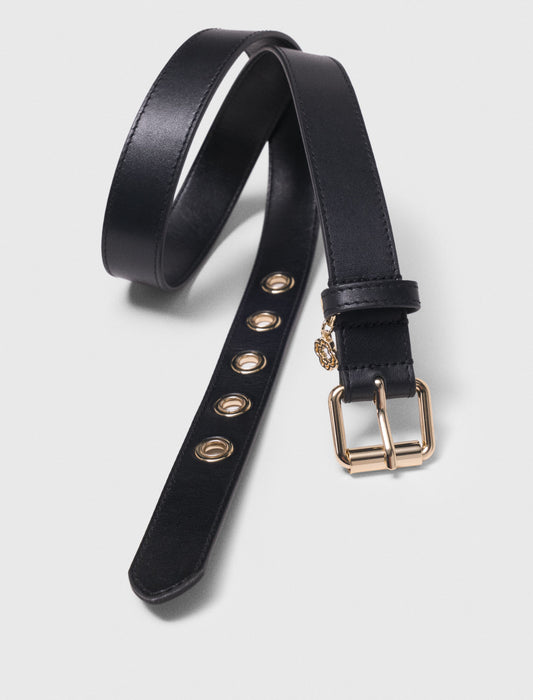 Leather Belt With Miss M Buckle Black