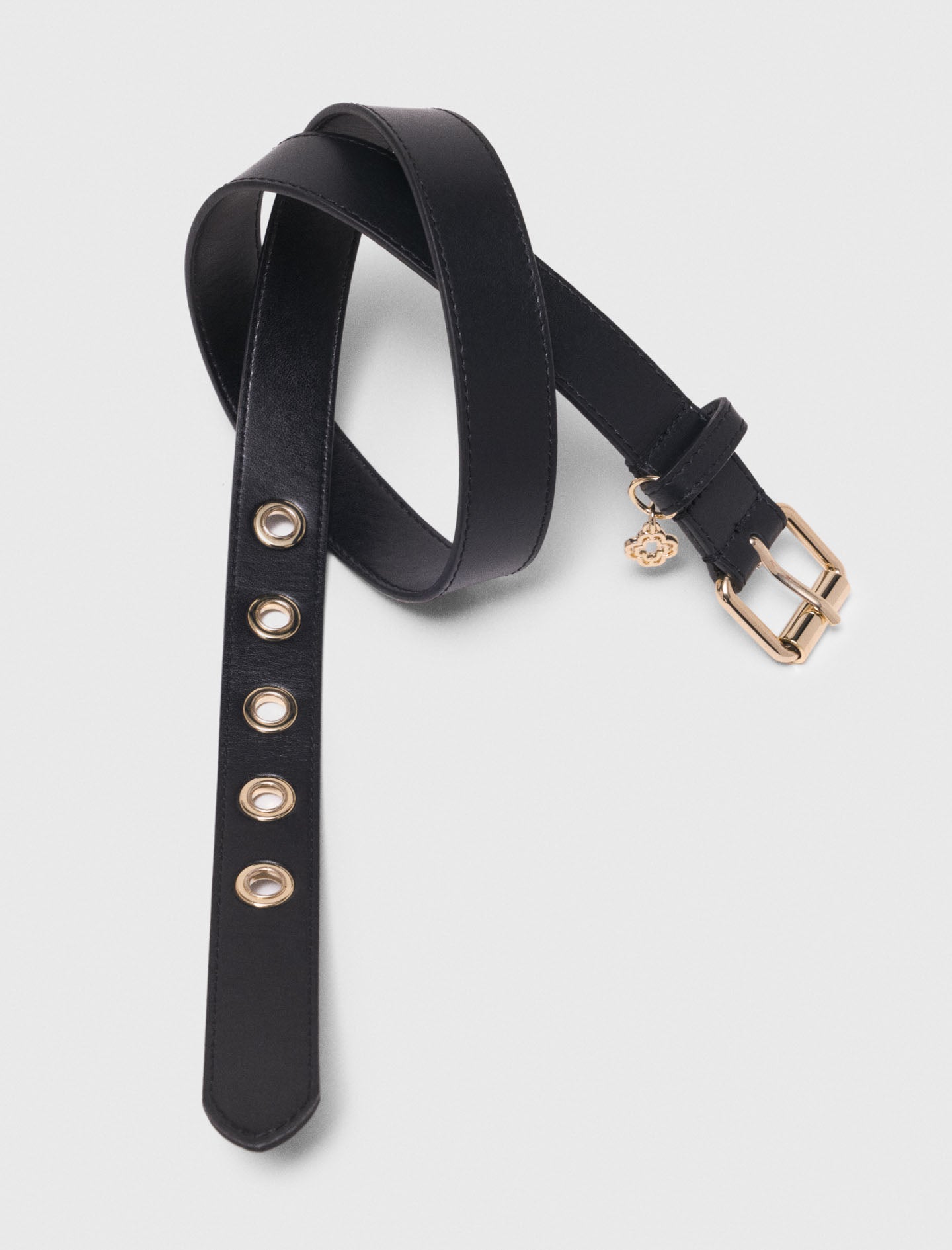 Leather Belt With Miss M Buckle Black