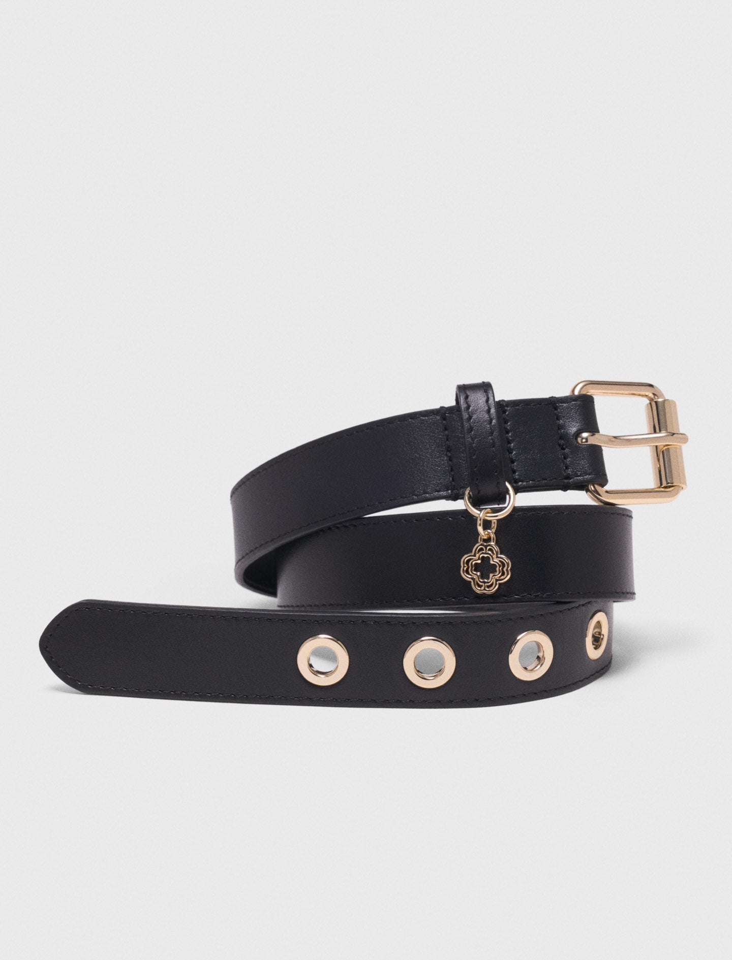 Leather Belt With Miss M Buckle Black