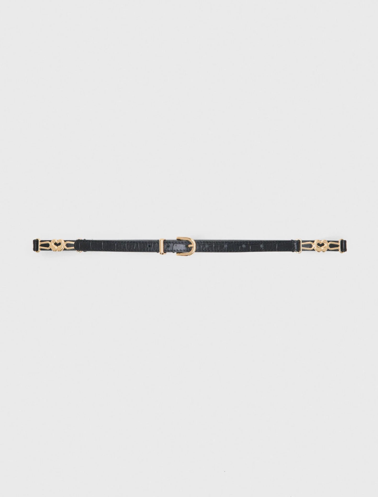 Slim Croc-Effect Leather Belt Black