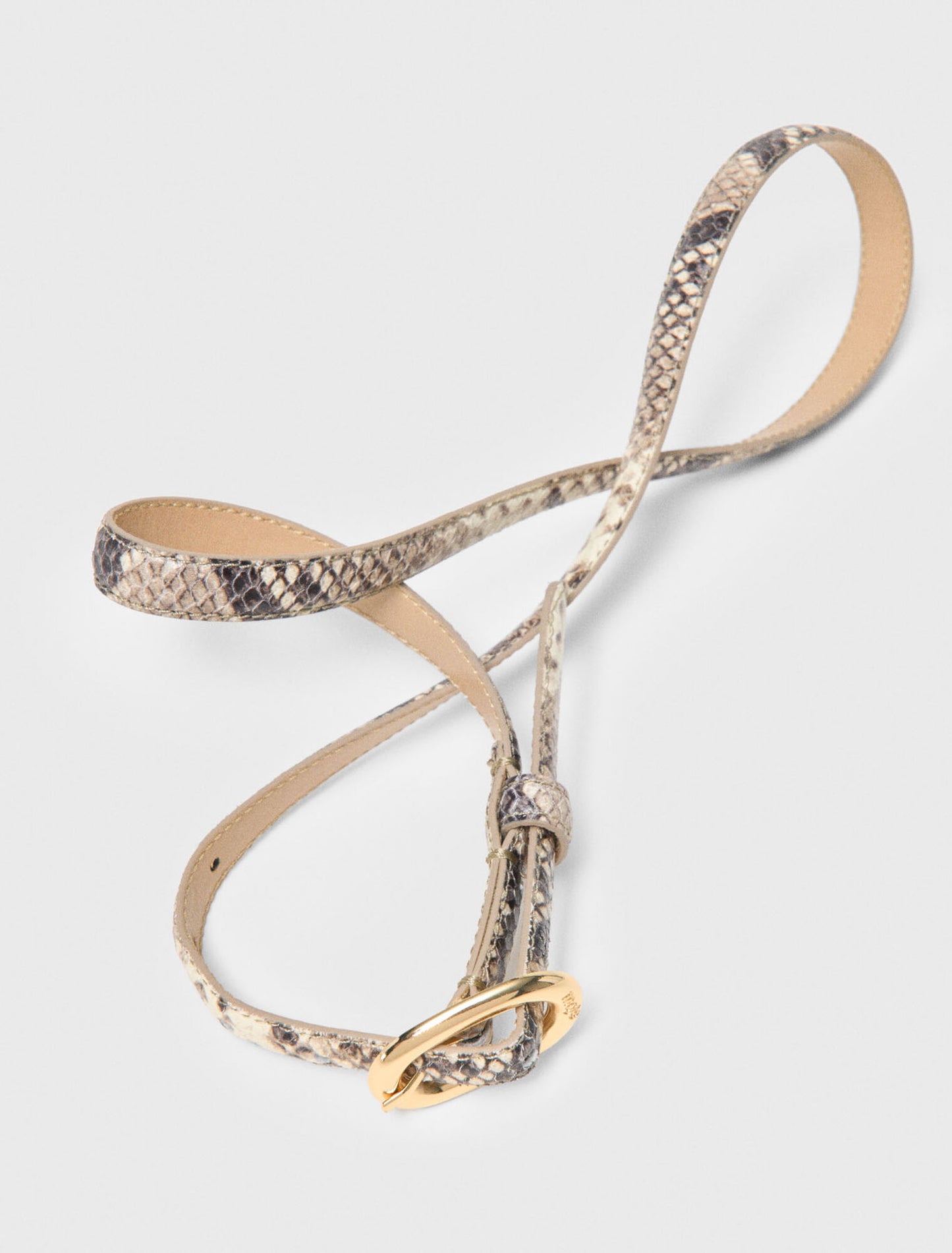 Slim Python-Effect Leather Belt Natural Snake Print