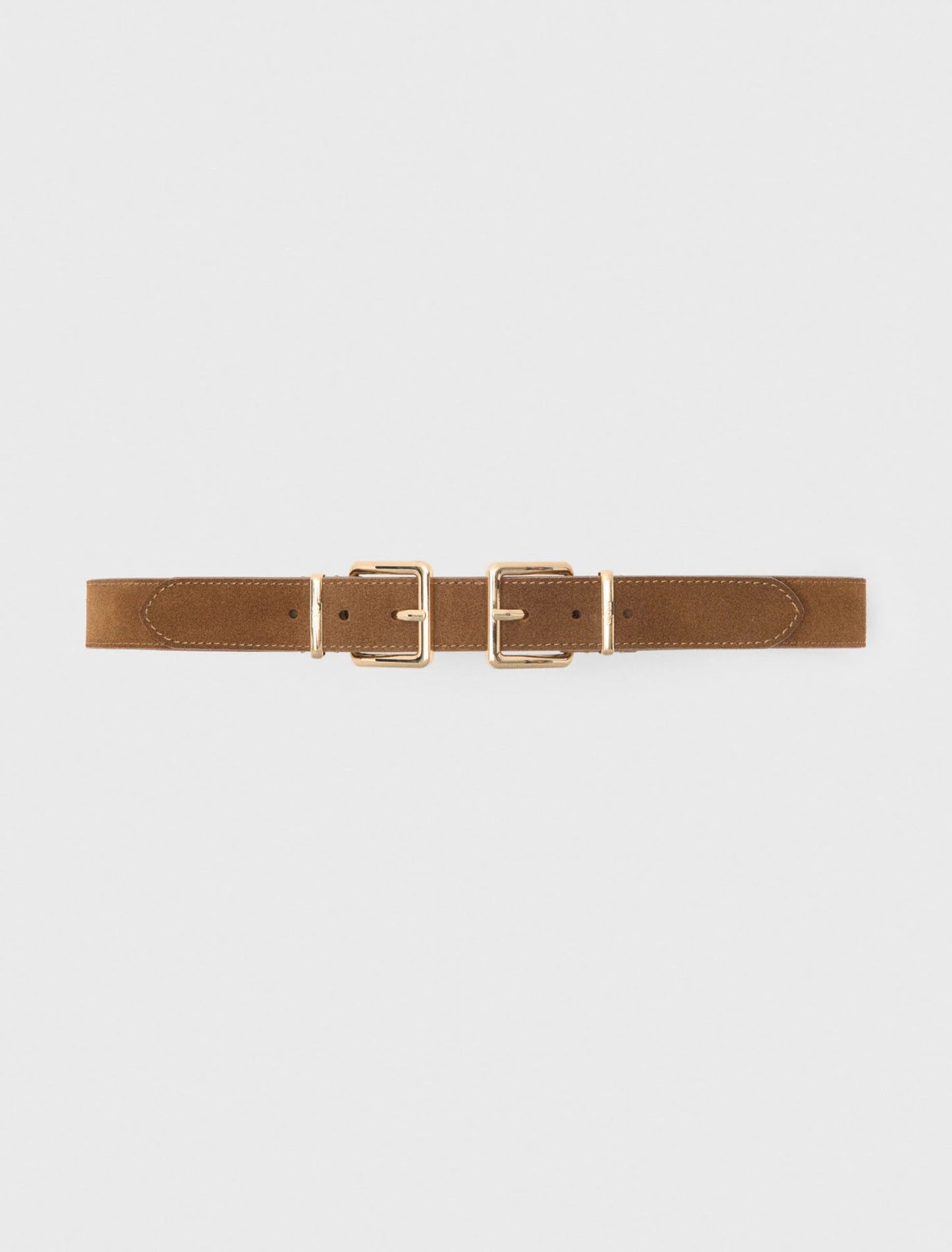 Double Buckle Suede Belt Camel