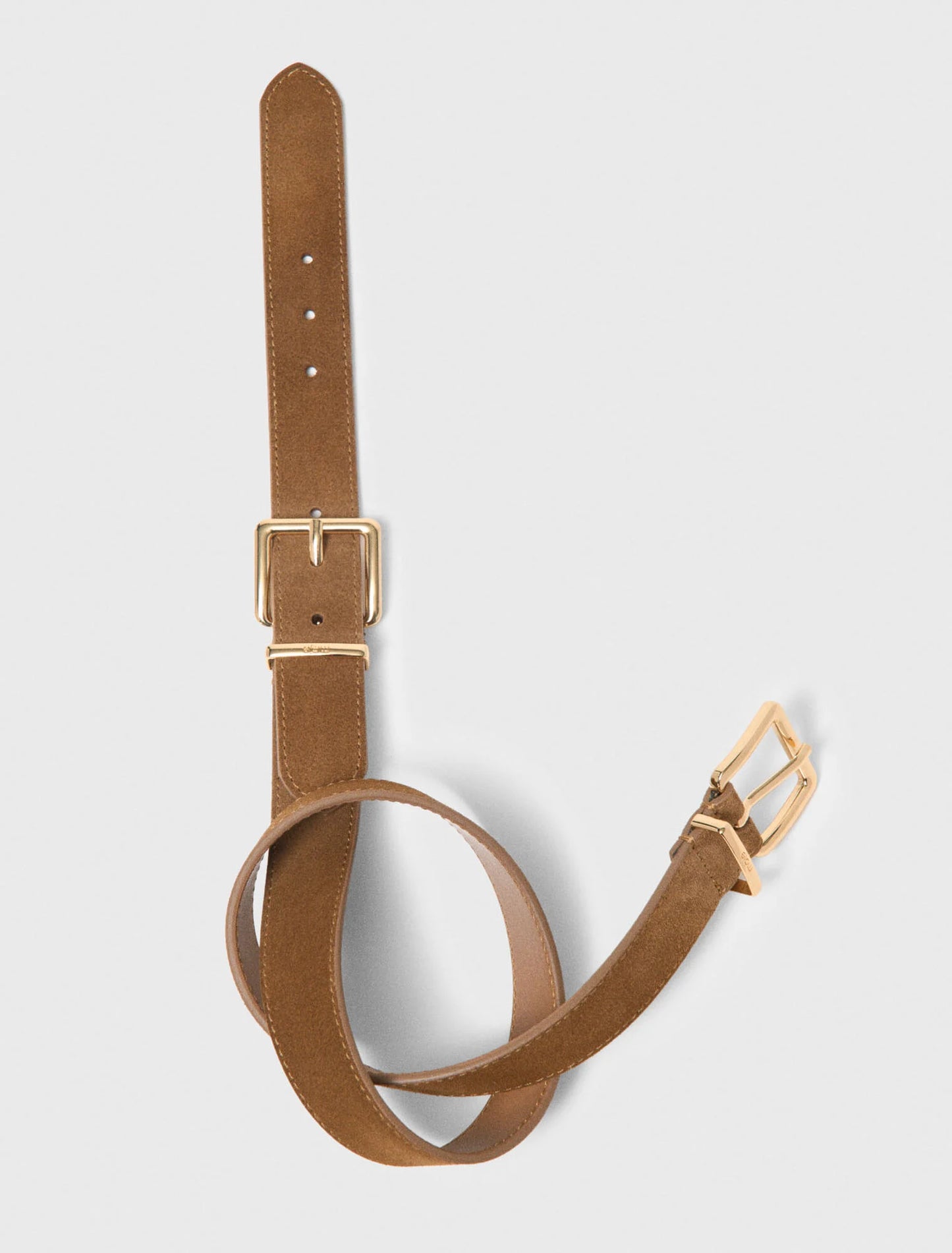Double Buckle Suede Belt Camel
