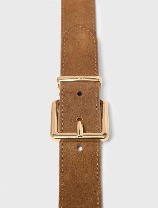 Double Buckle Suede Belt Camel
