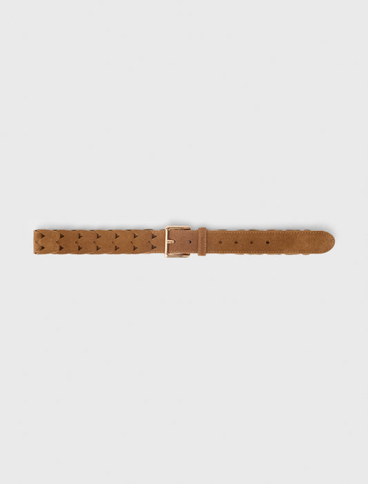 Braided suede belt Camel