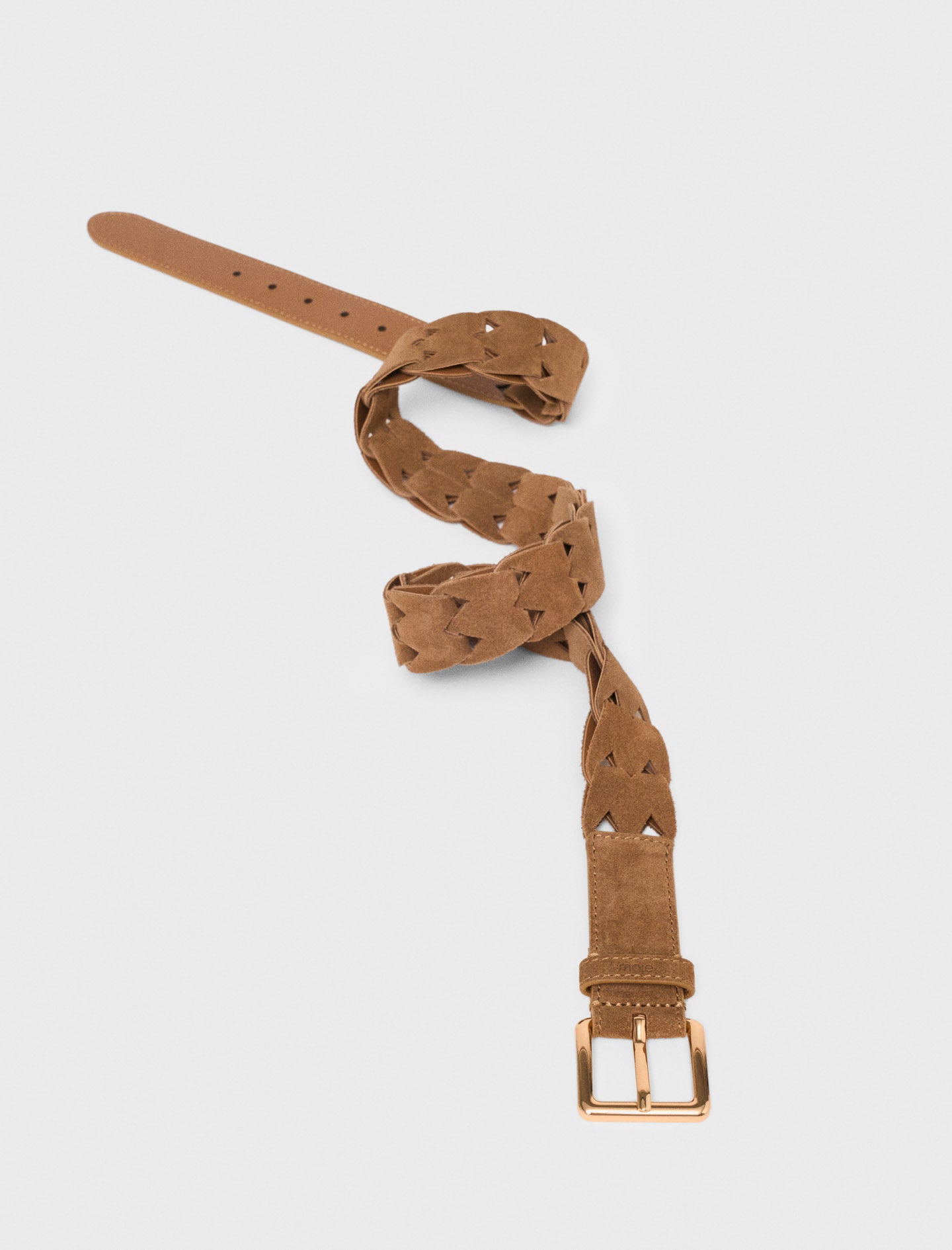 Braided suede belt Camel