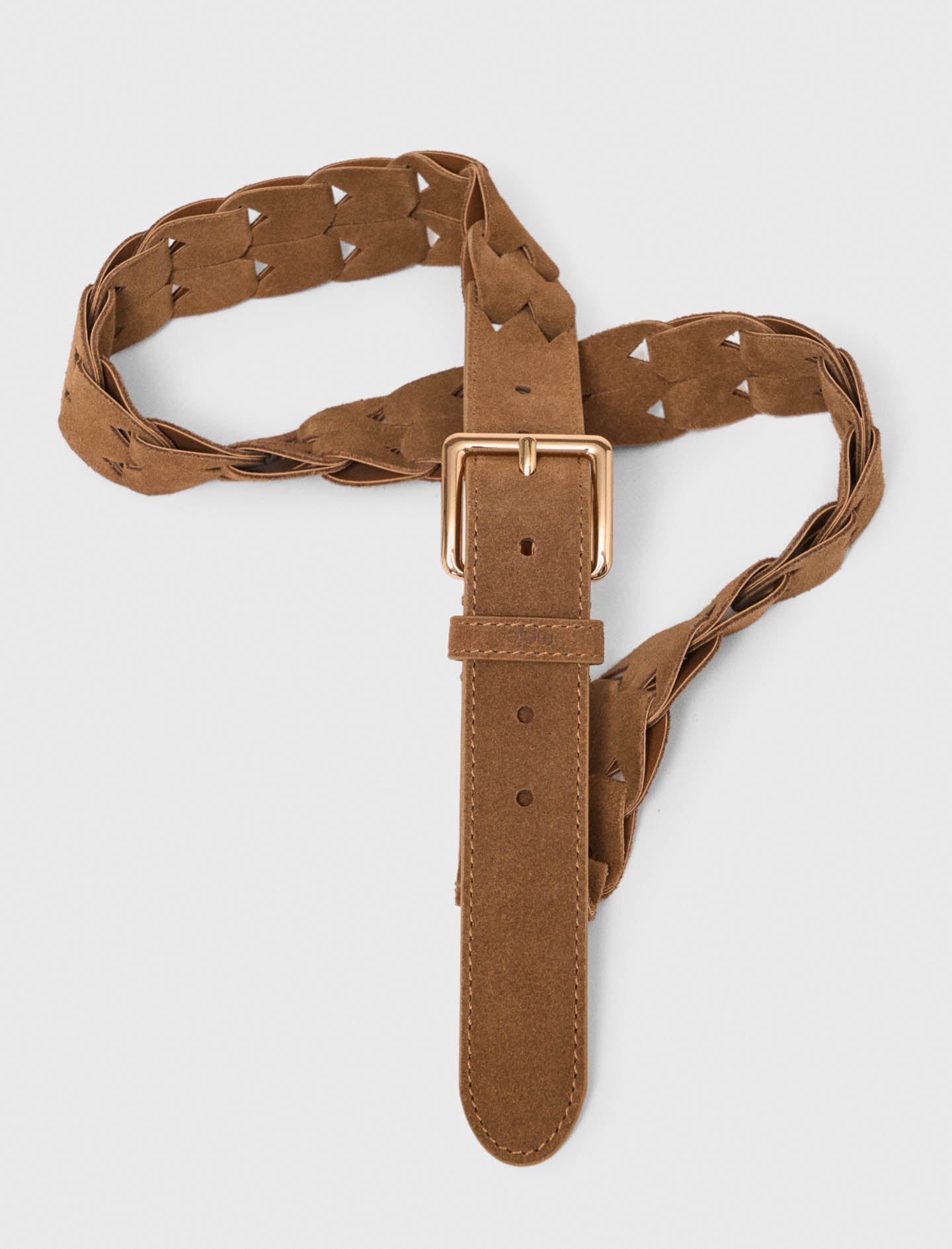 Braided suede belt Camel