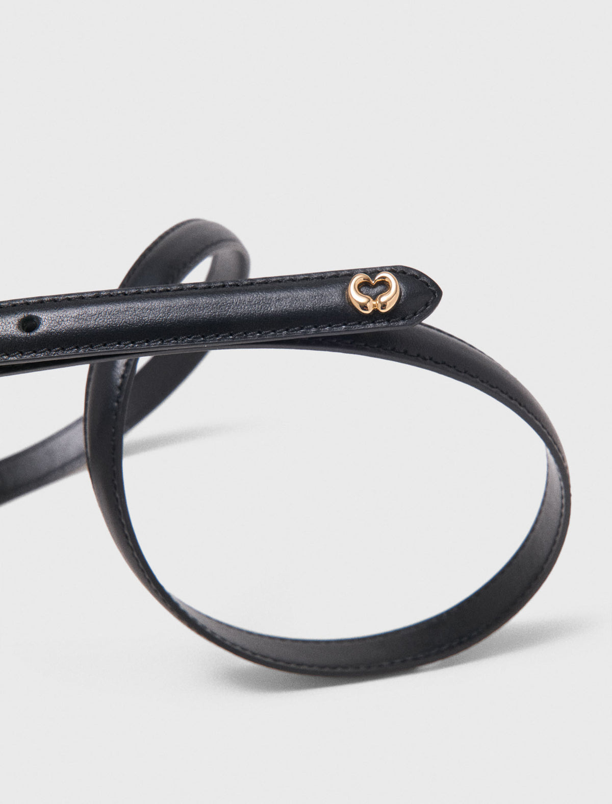 Slim leather belt Black