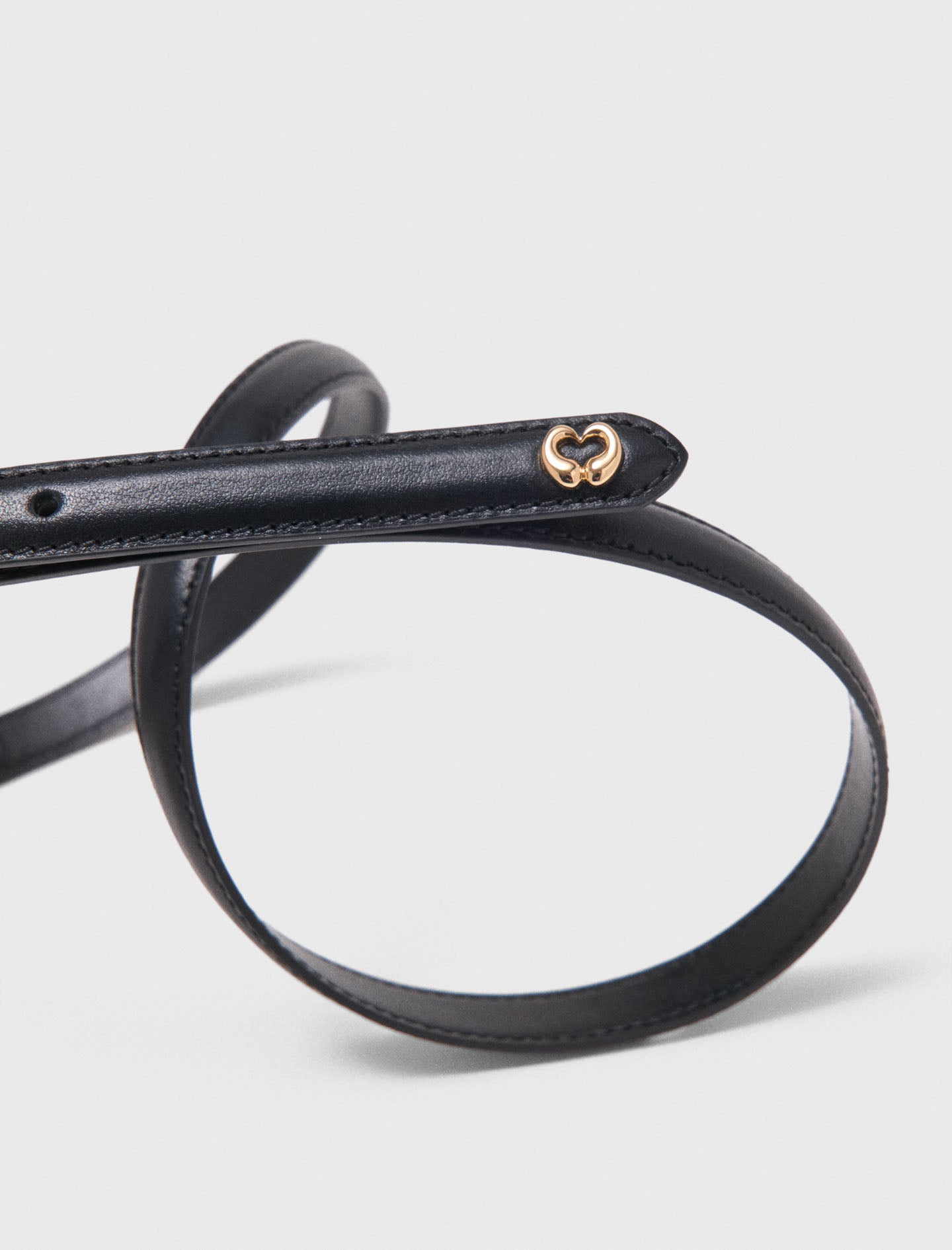Slim leather belt Black