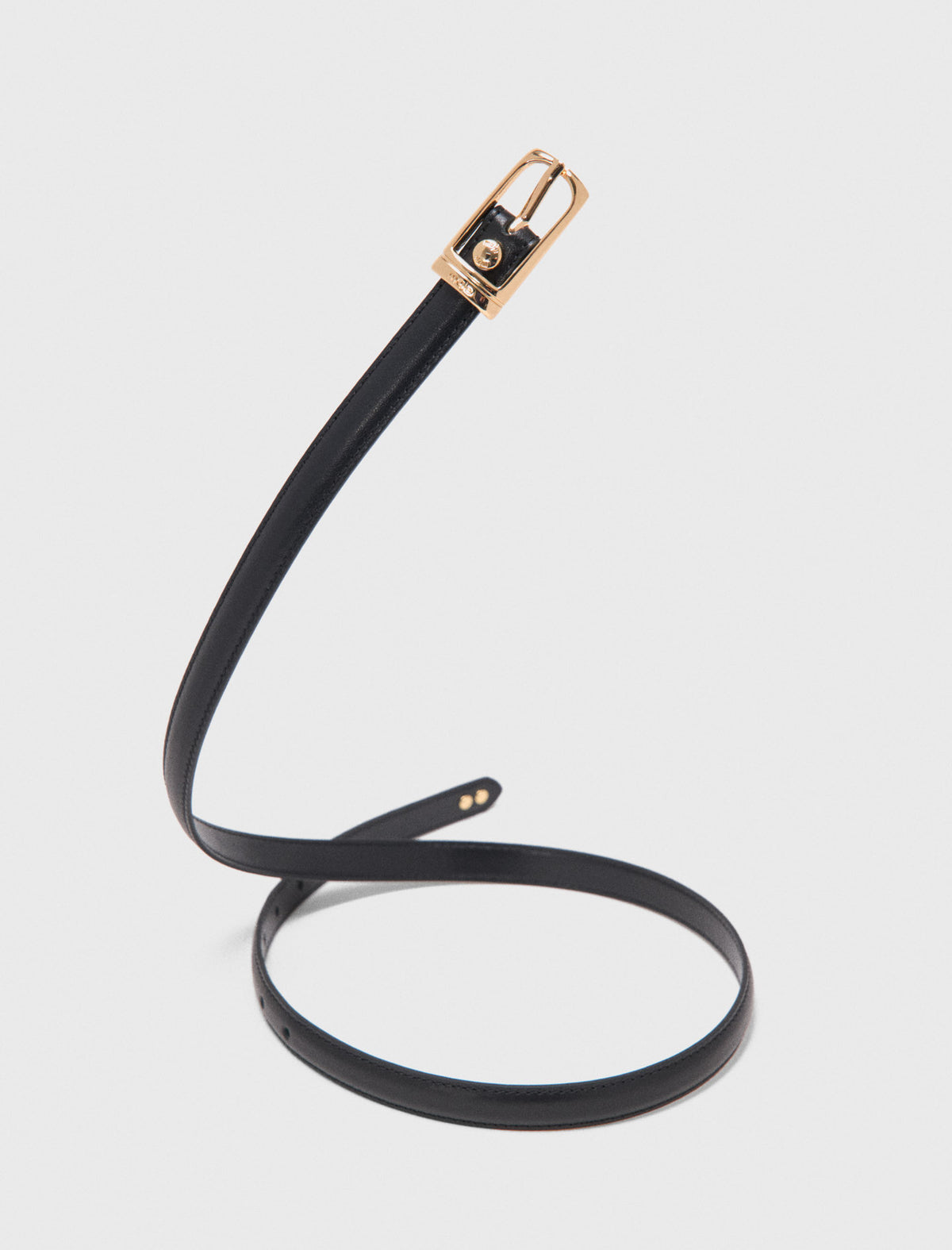 Slim leather belt Black