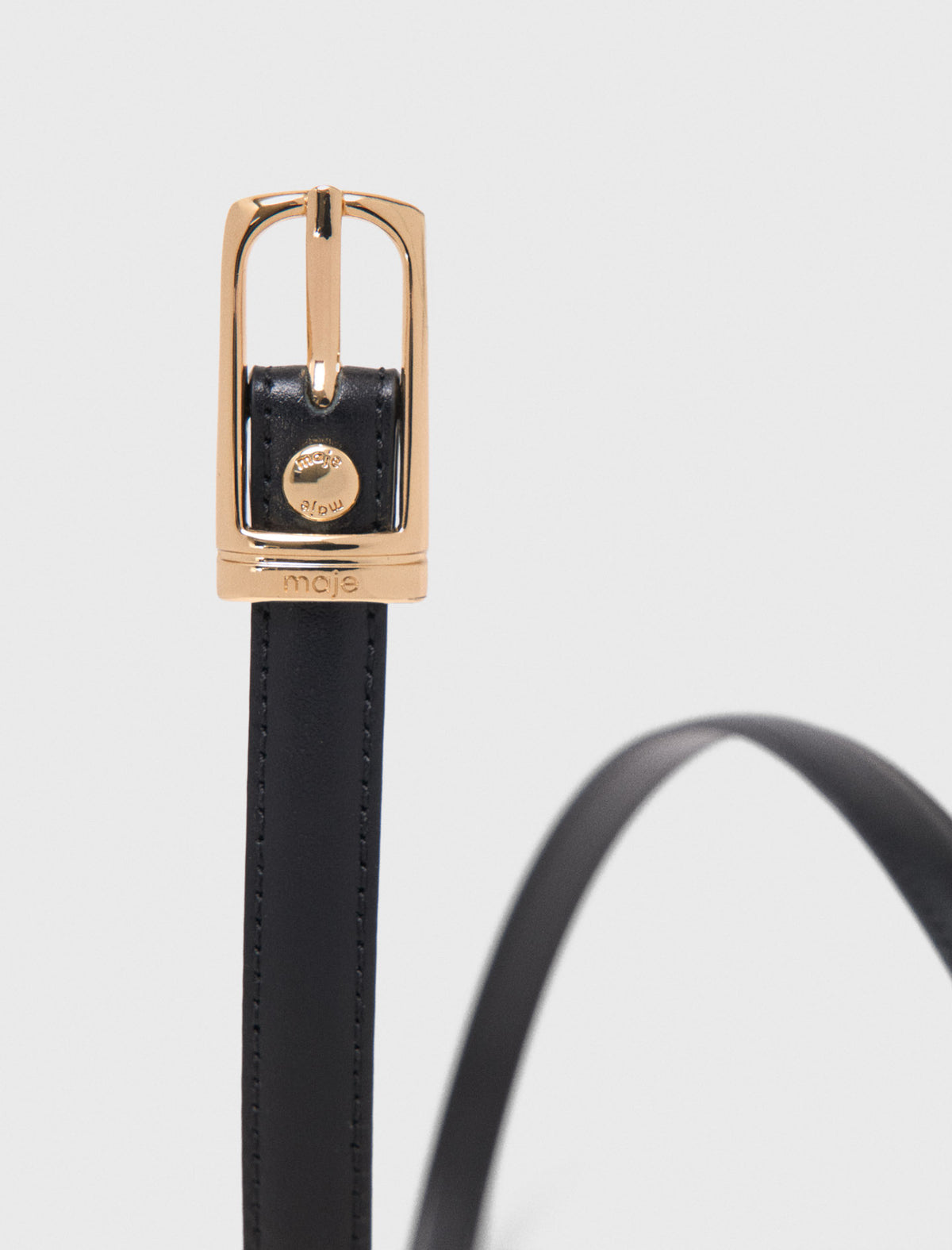 Slim leather belt Black