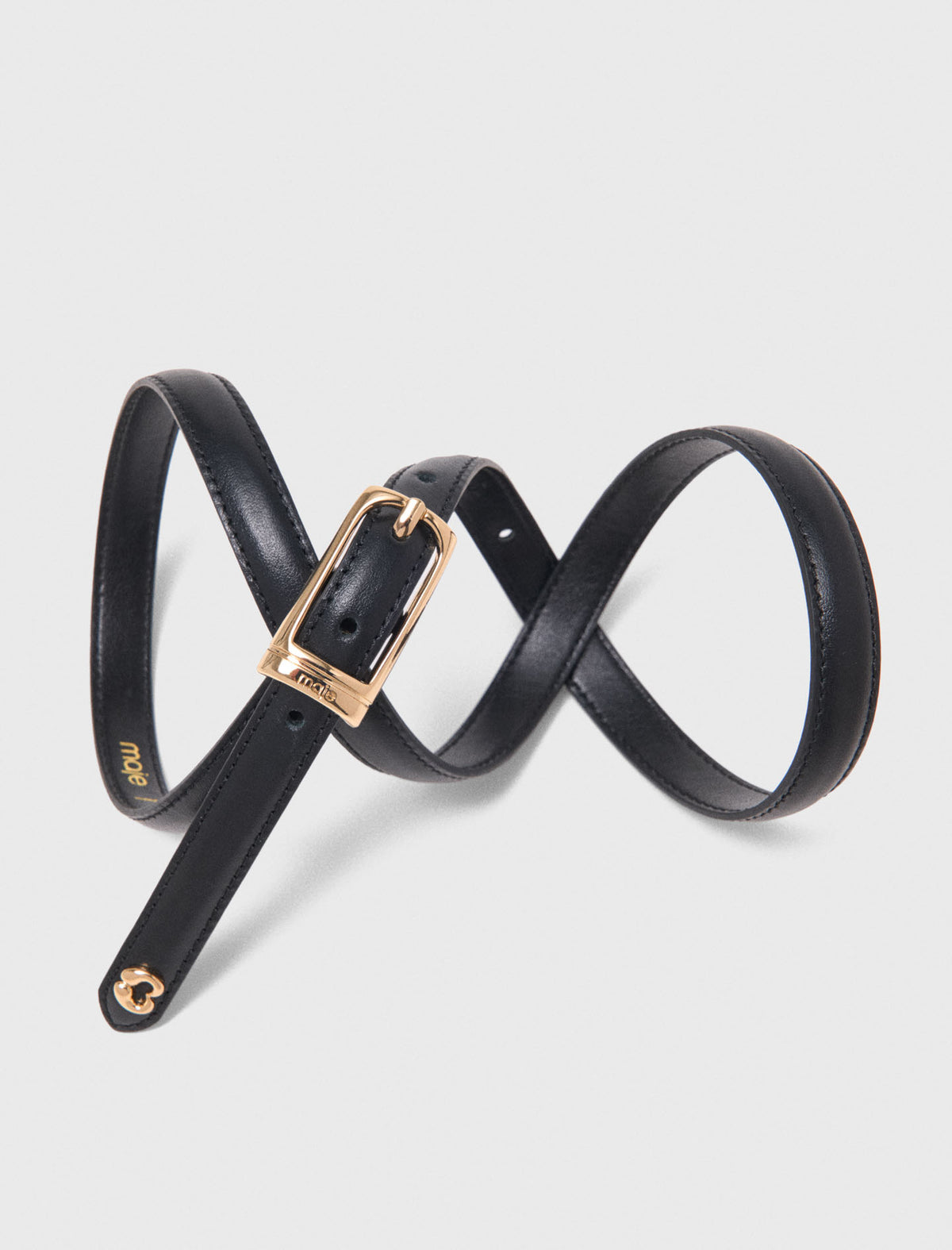 Slim leather belt Black