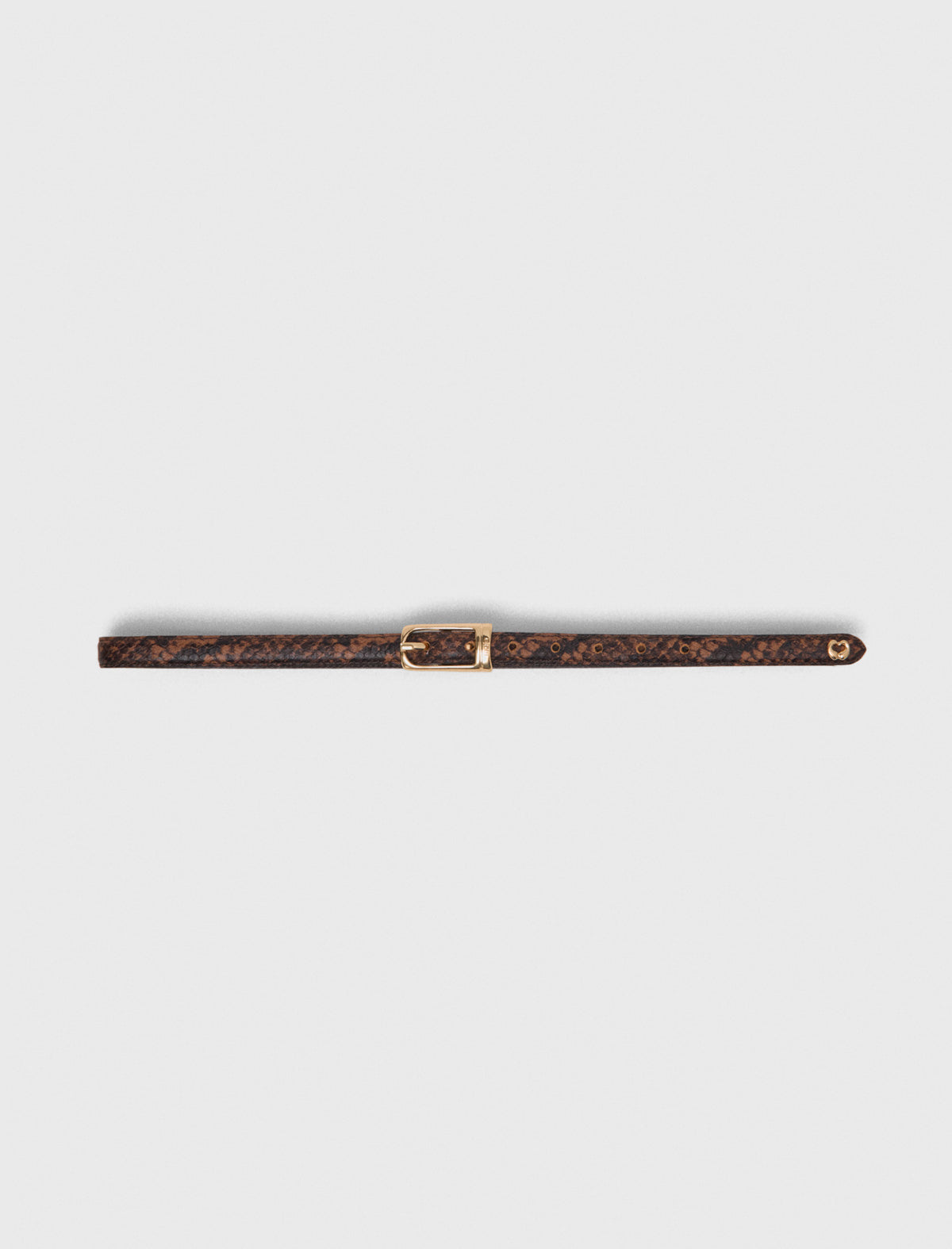 Slim embossed leather belt Brown Snake Print