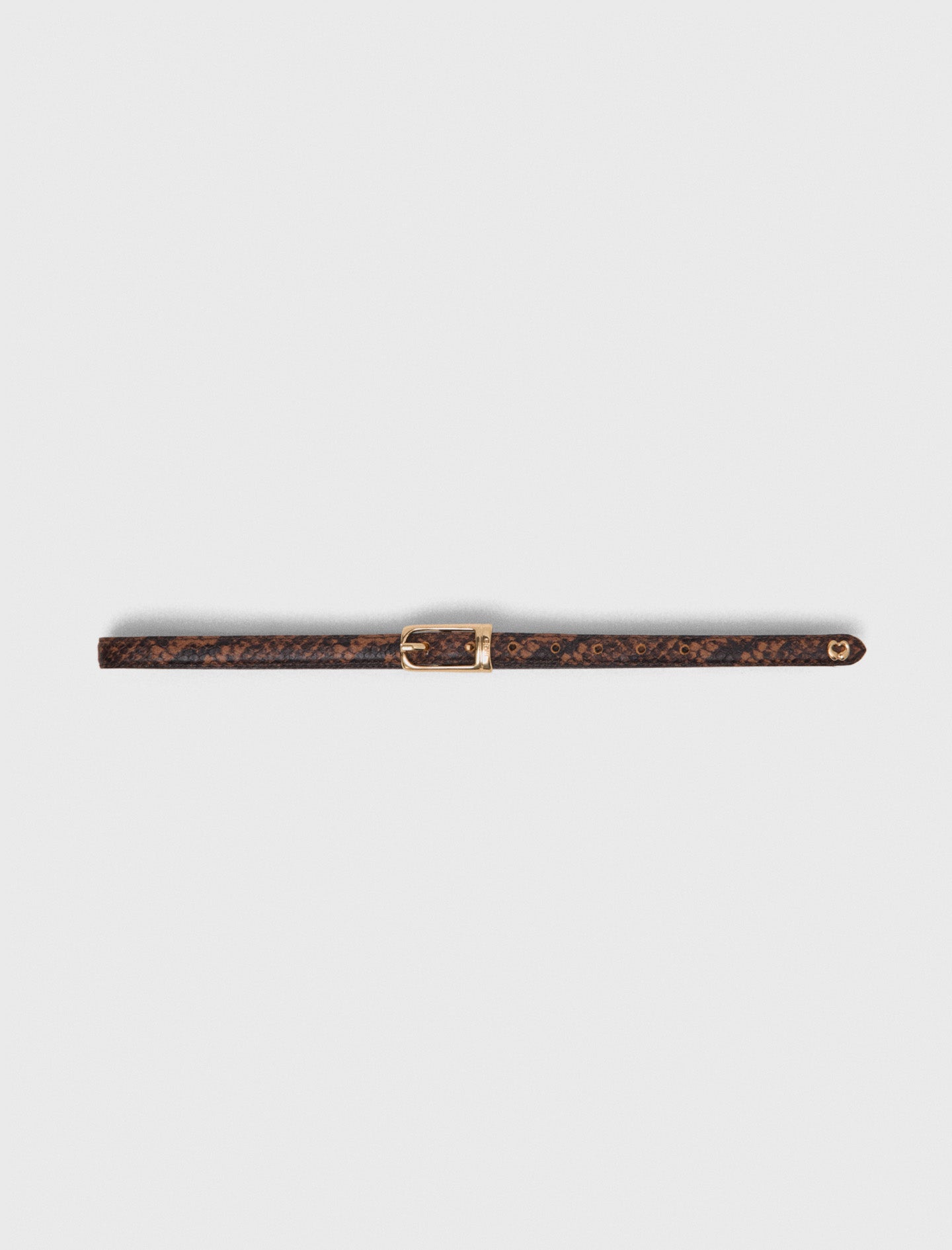 Slim embossed leather belt Brown Snake Print