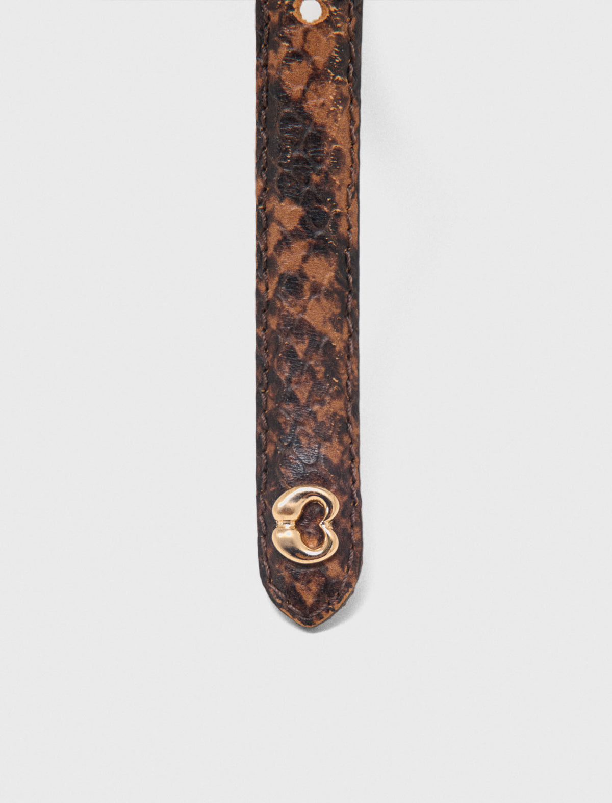 Slim embossed leather belt Brown Snake Print