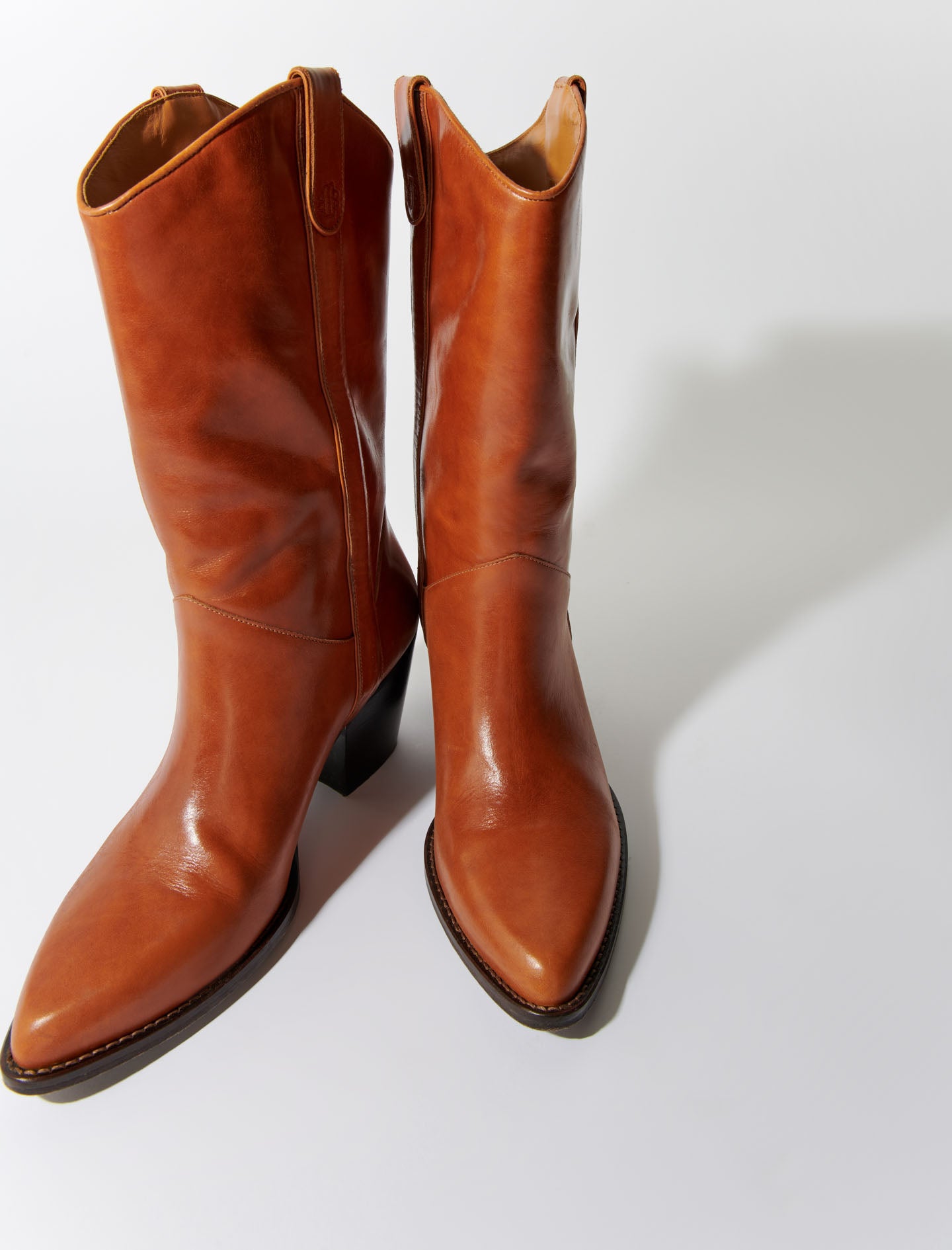 Camel Heeled leather boots