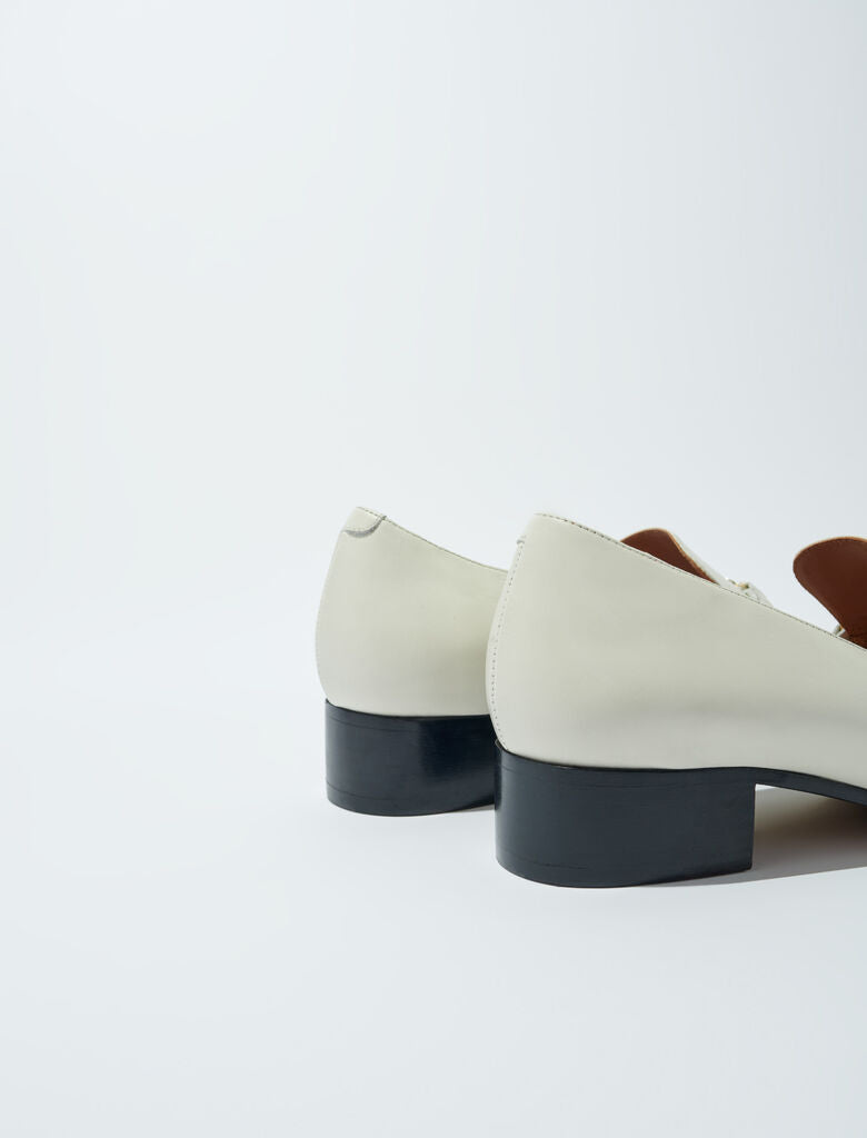 Ecru-Leather loafers