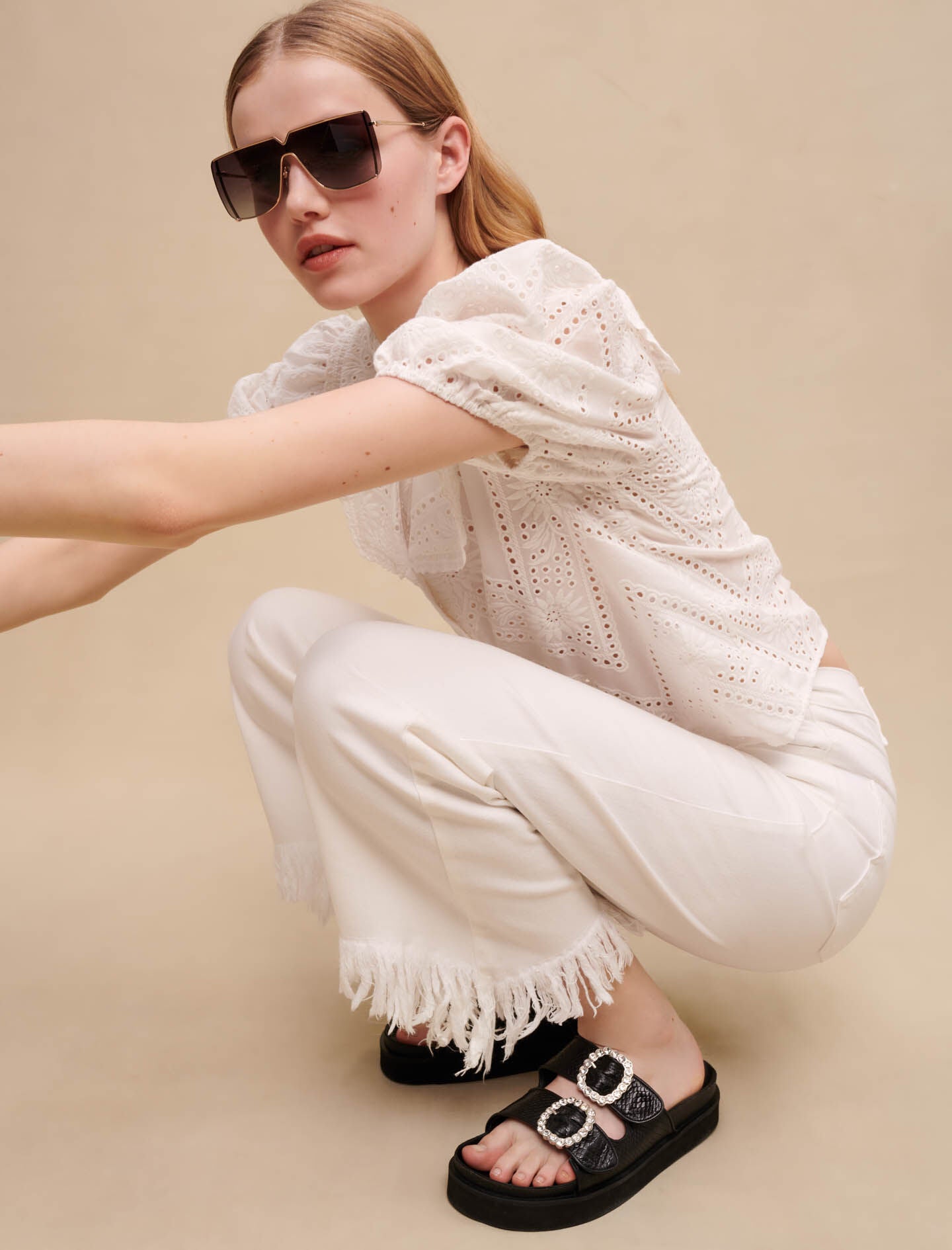 Black   SANDALS WITH RHINESTONE BUCKLES