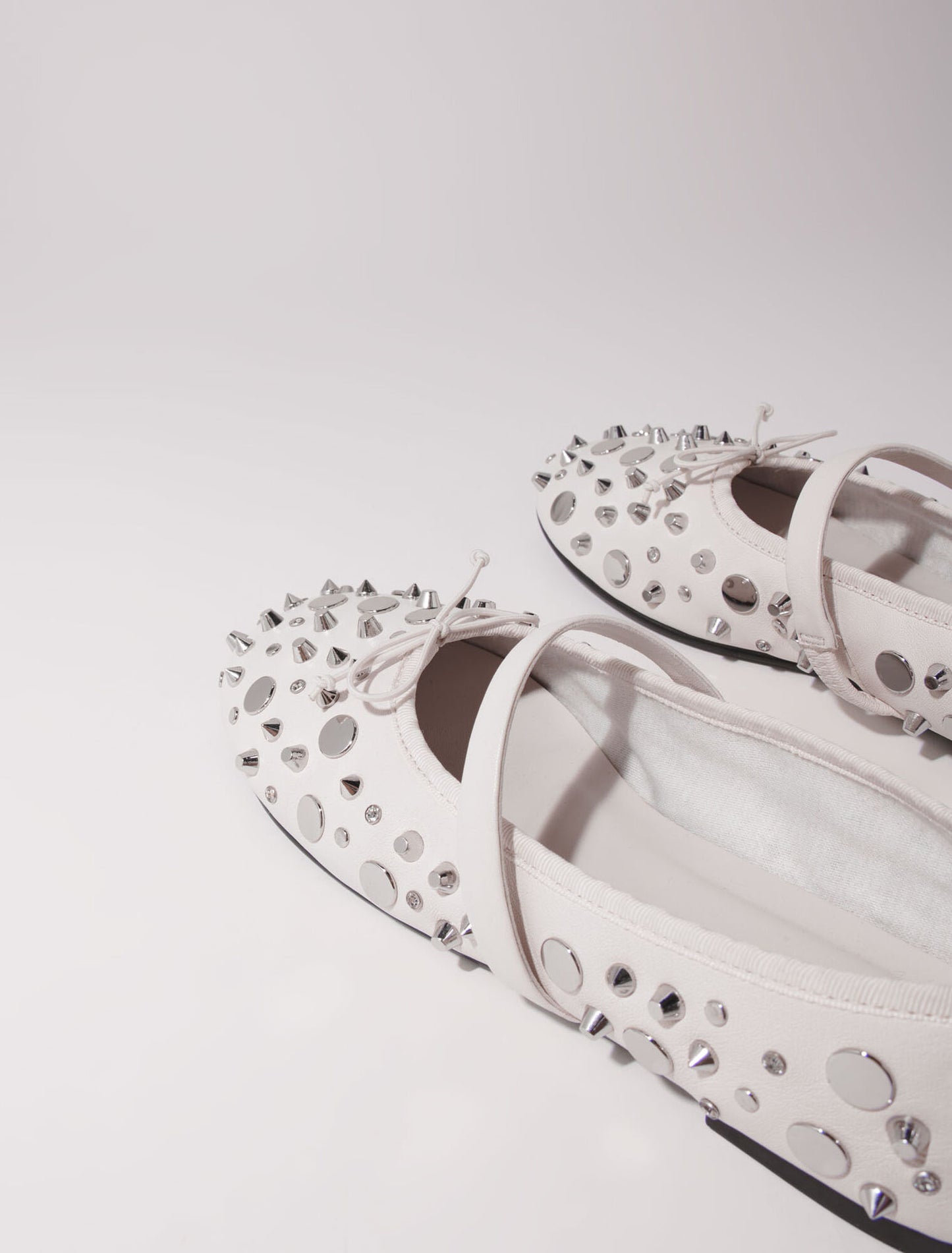 Vanilla Ecru  -Studded ballet flats