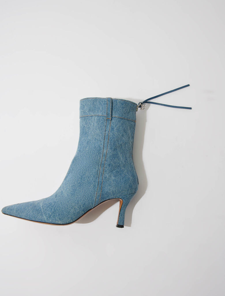 Blue-Denim Boots With Pointed Toe