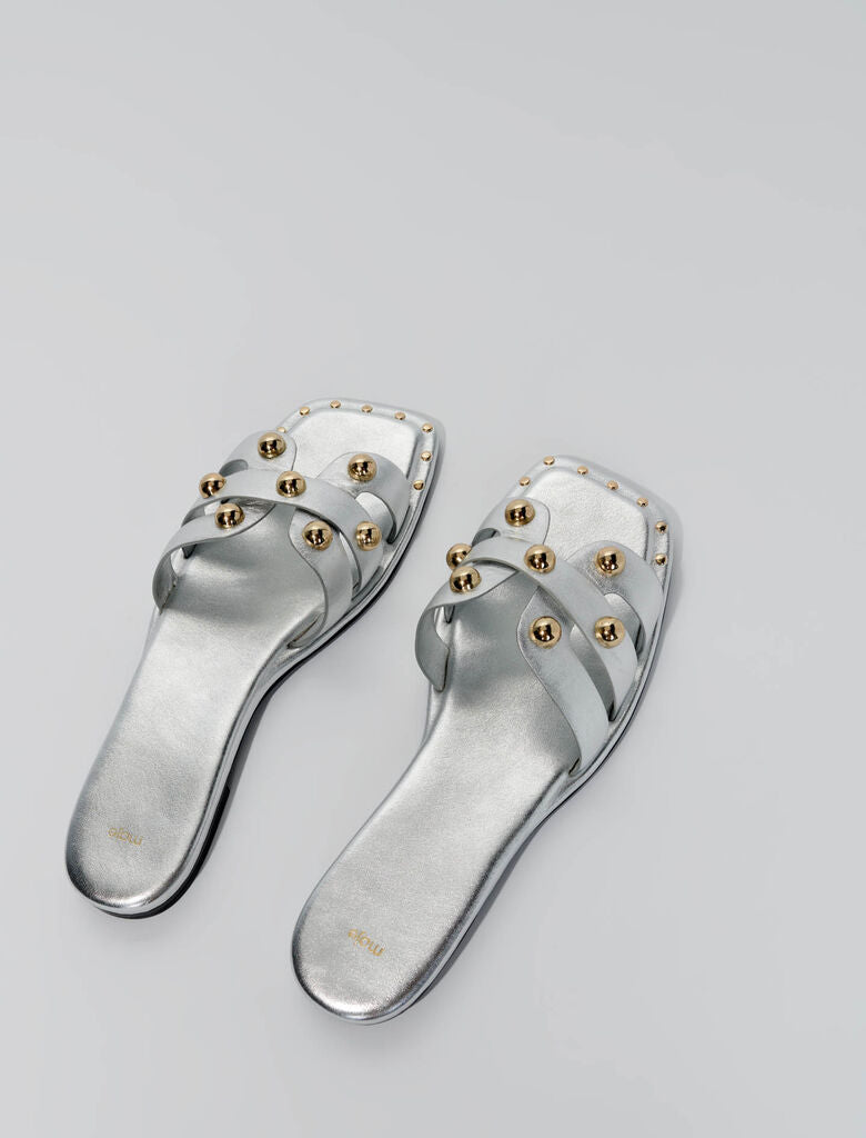 Silver-Studded leather mules