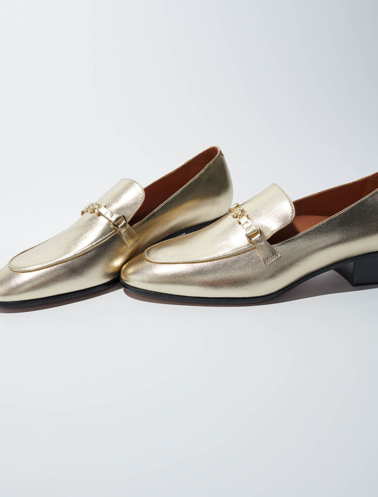 Gold-Leather loafers