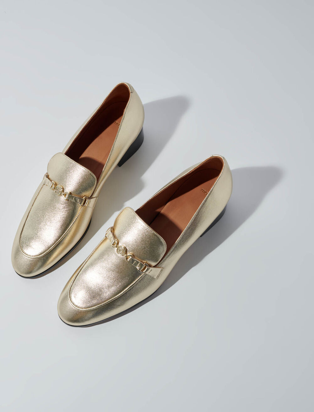 Gold-featured-Leather loafers