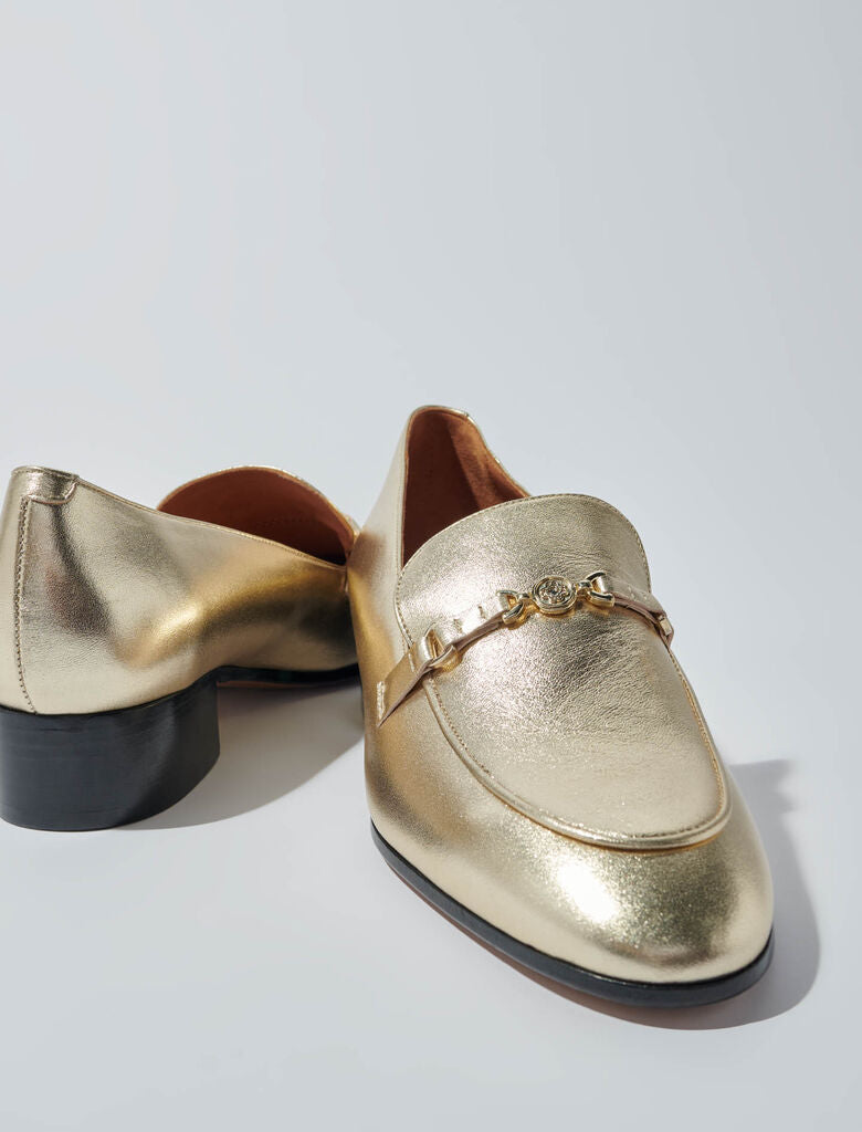 Gold-Leather loafers