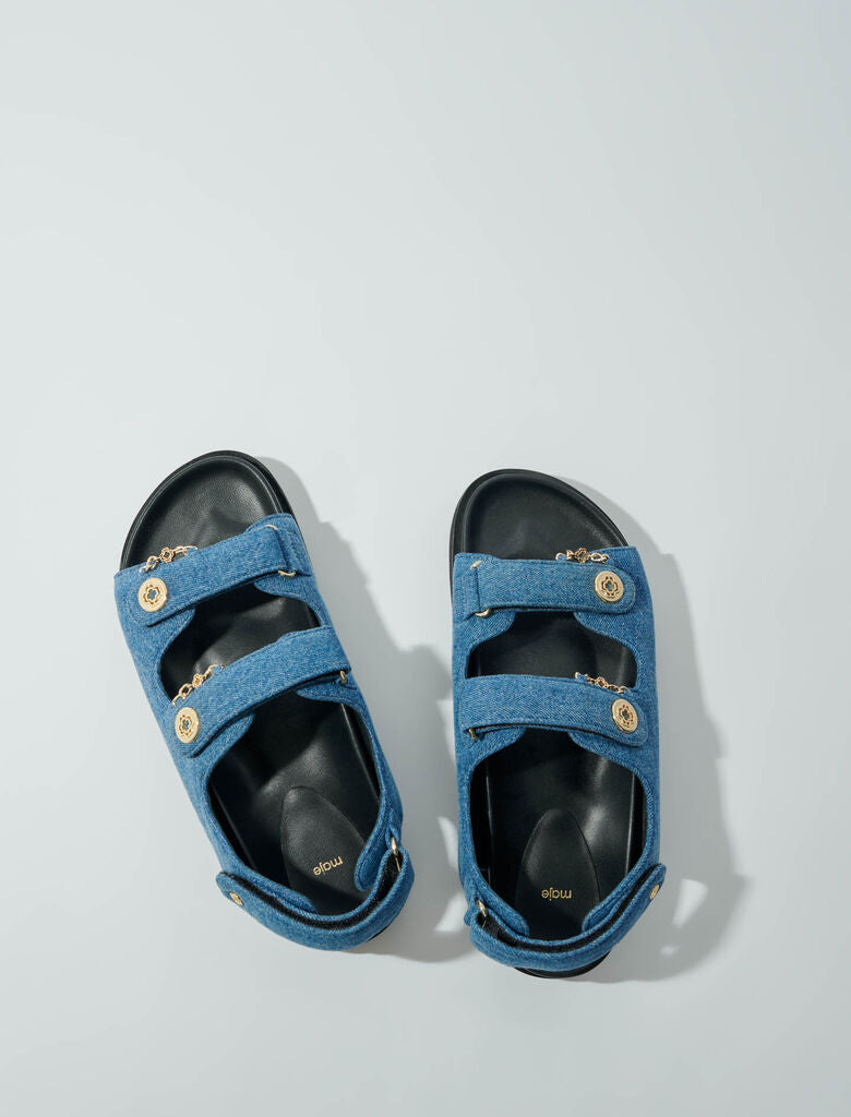 Denim-Flat denim sandals