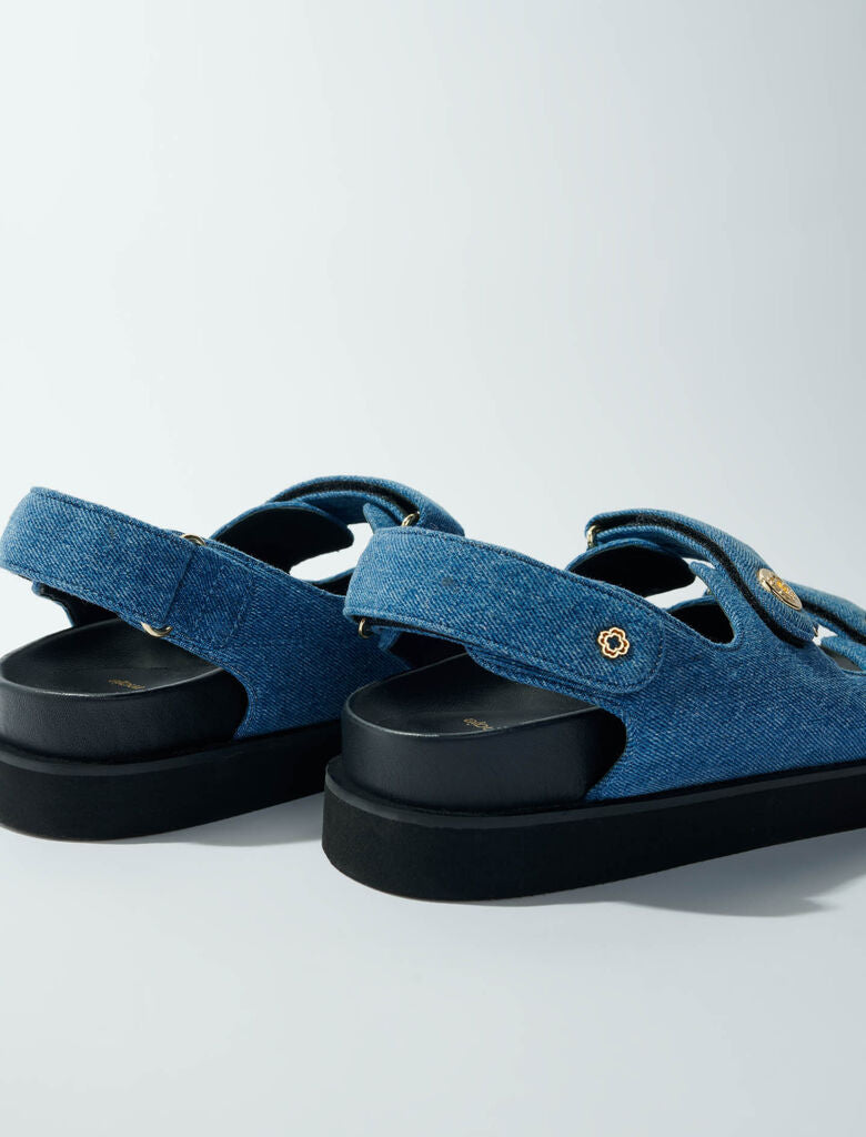 Denim-Flat denim sandals