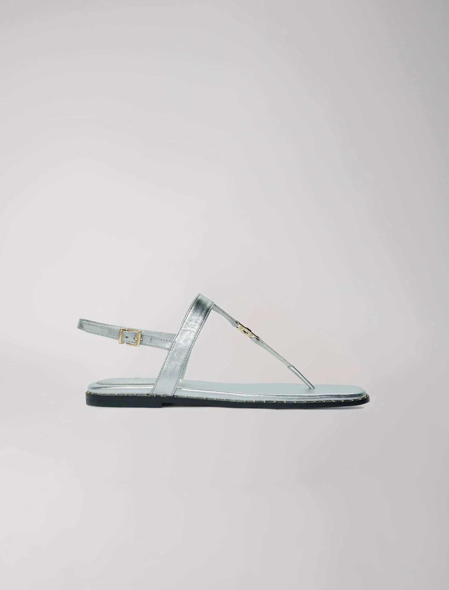 Silver-Leather sandals with silver straps