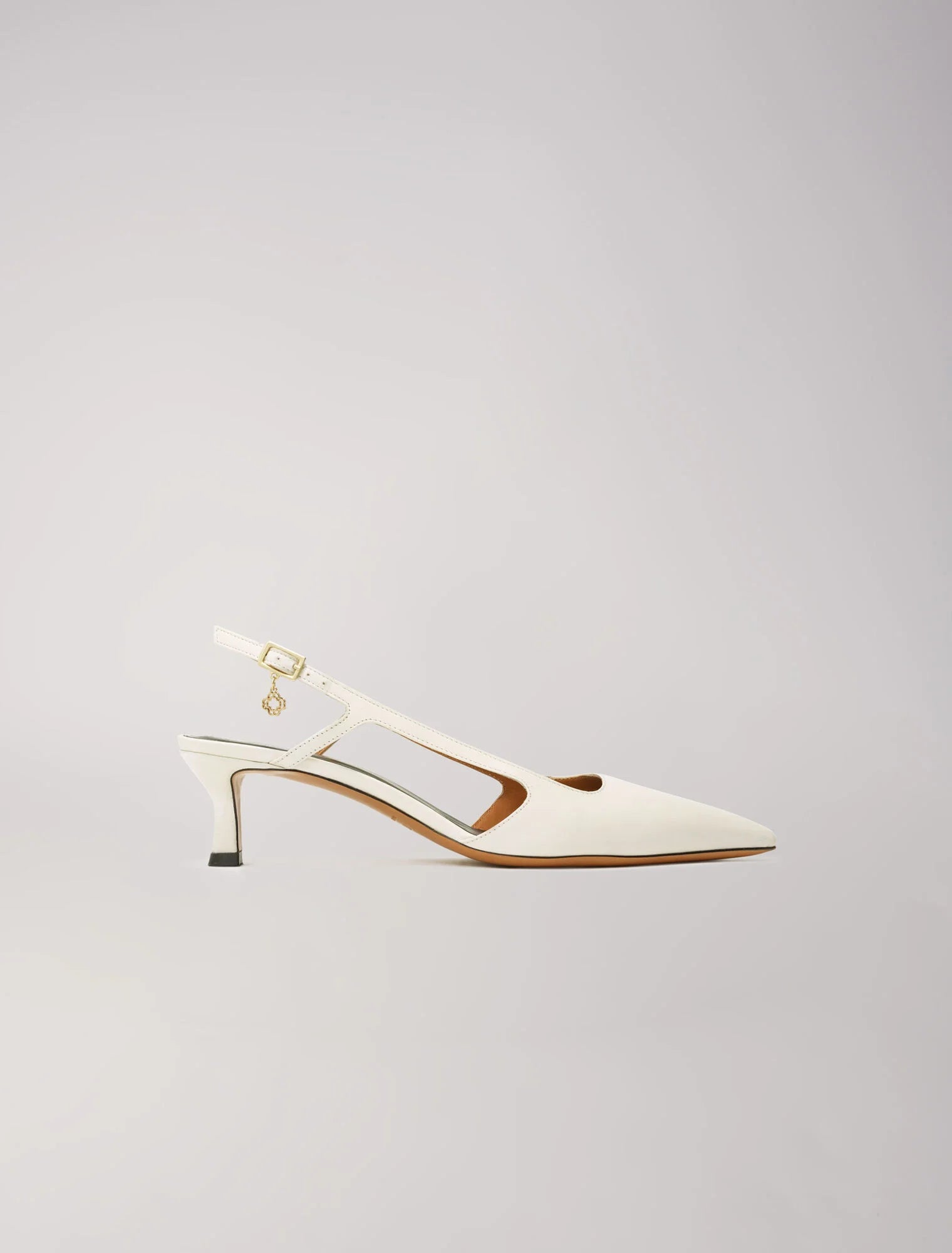 White-featured-Pointed-toe pumps with straps