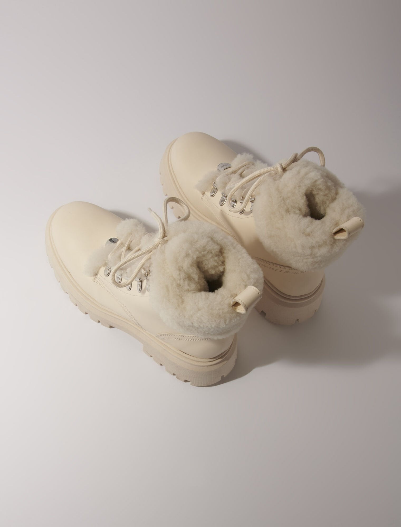 Ecru Chunky faux fur boots