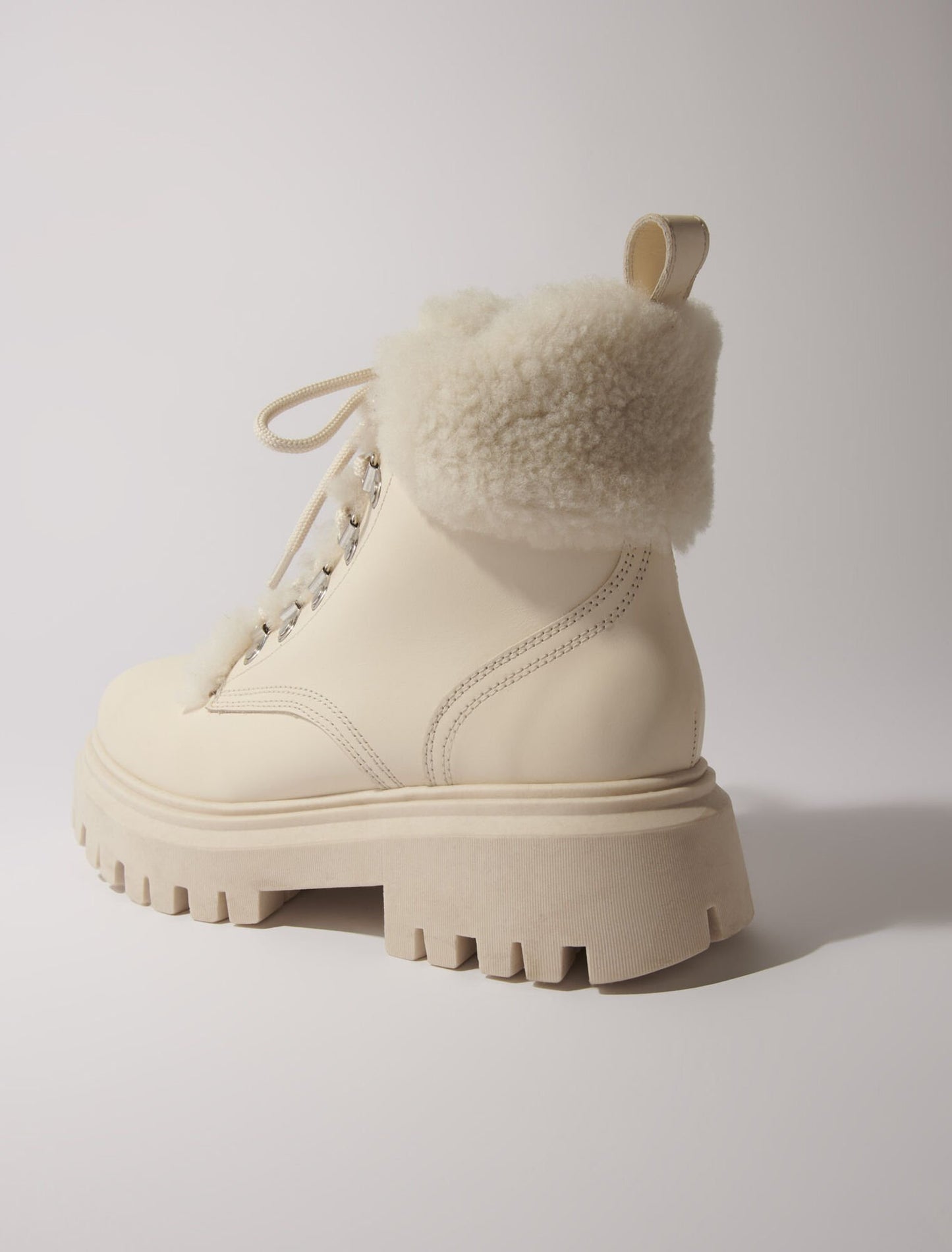 Ecru Chunky faux fur boots