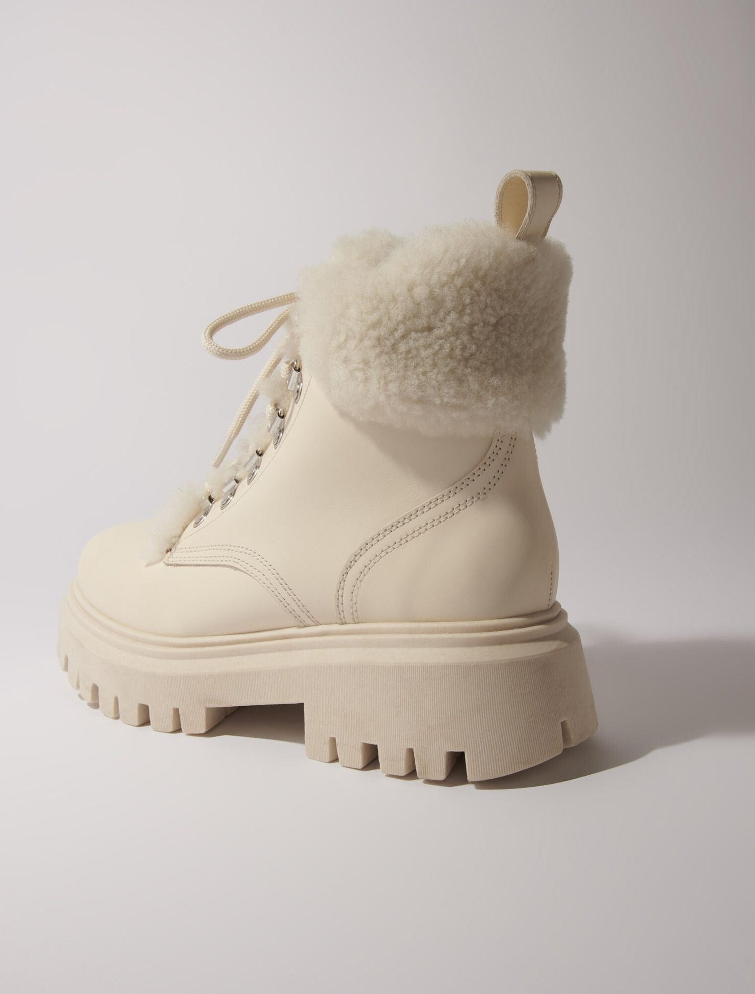 Ecru Chunky faux fur boots