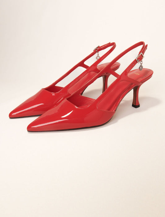Patent leather slingback pumps