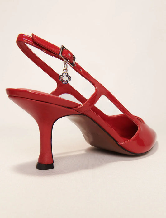 Patent leather slingback pumps