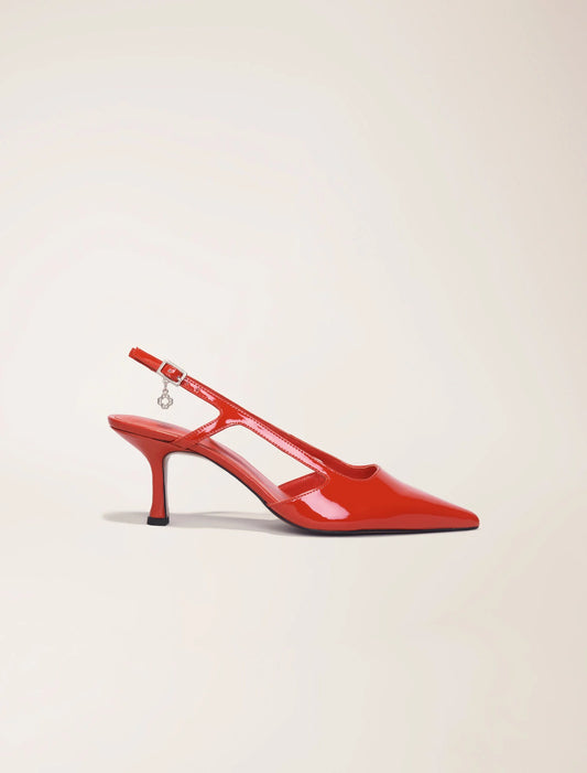 Patent leather slingback pumps