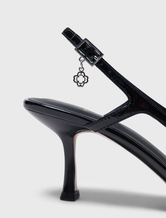 Patent Leather Slingback Pumps BLACK
