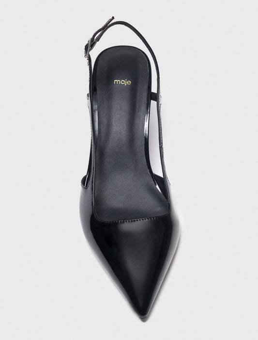 Patent Leather Slingback Pumps BLACK