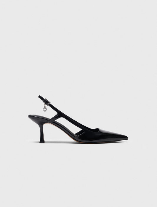Patent Leather Slingback Pumps BLACK