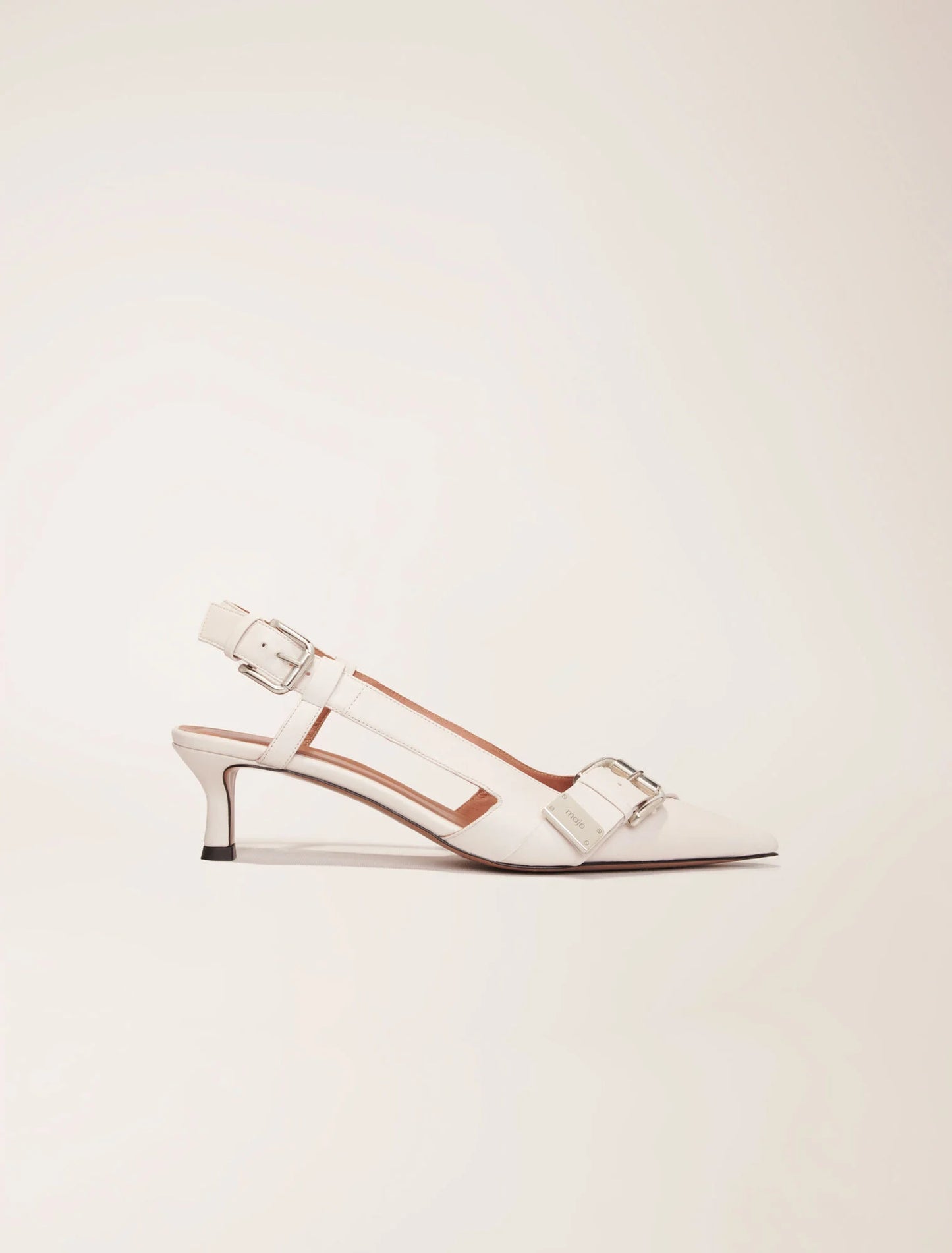 White-Double Buckle Slingback Pump