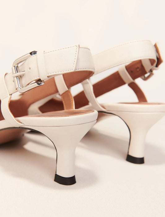 White-Double Buckle Slingback Pump