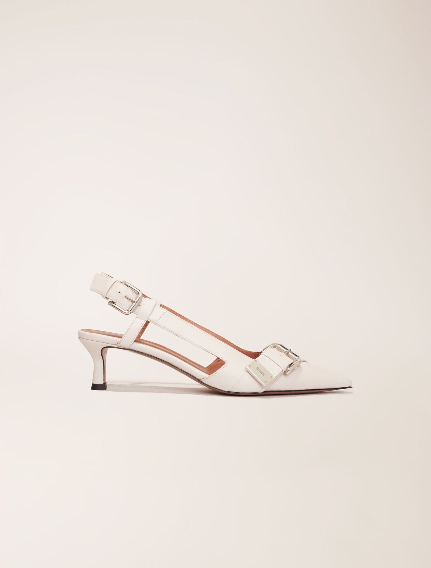 White-featured-Double Buckle Slingback Pump