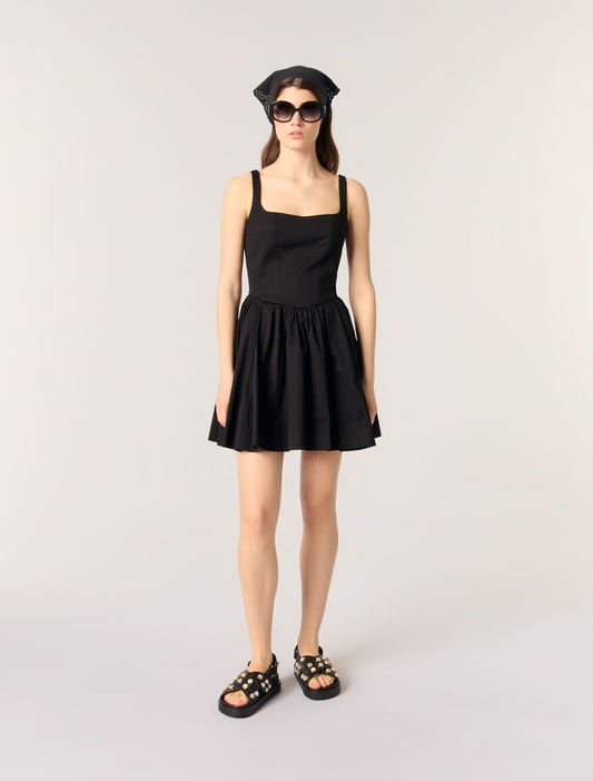 Black Flat leather and rhinestone sandals