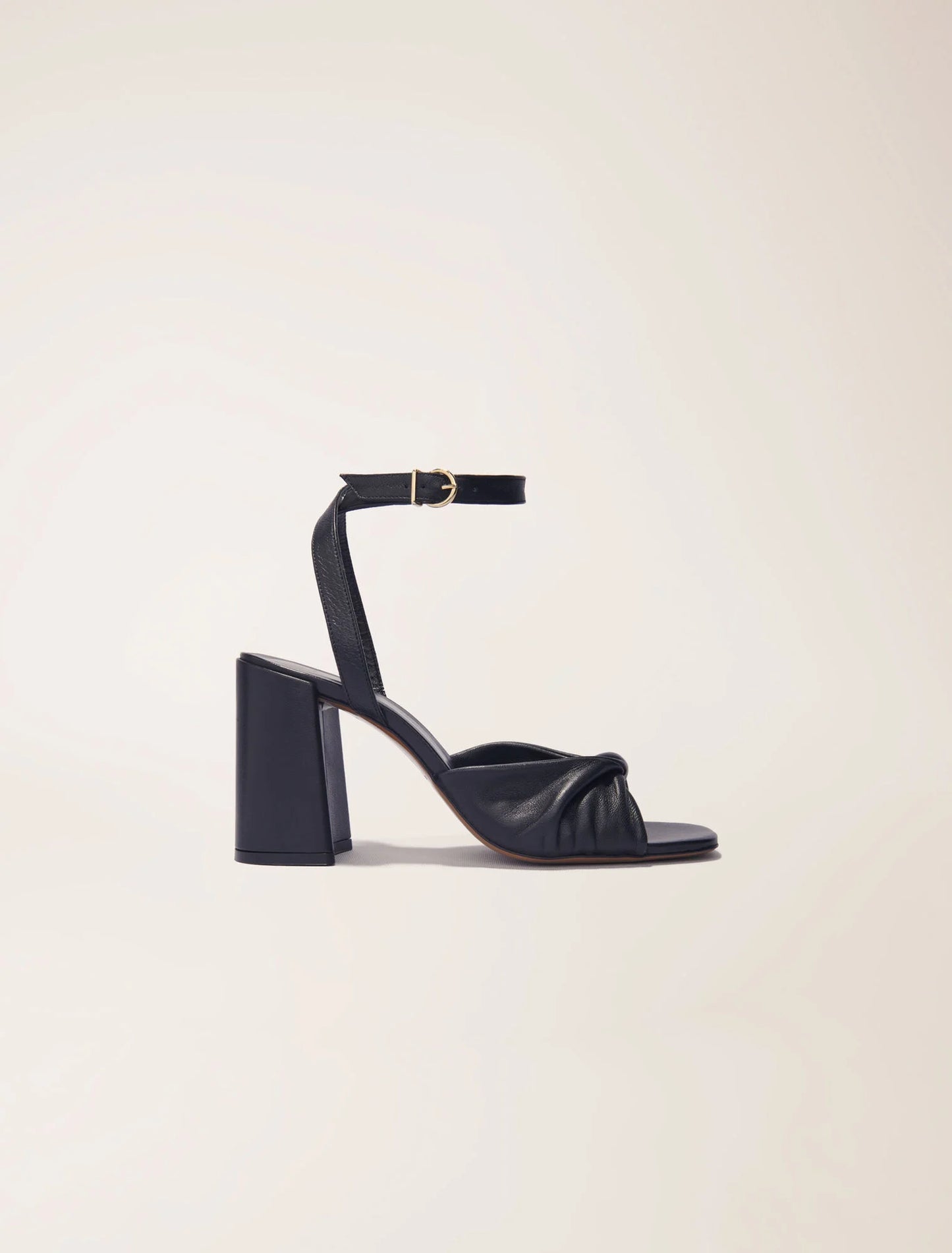 Black-featured-Plain leather sandals with heels