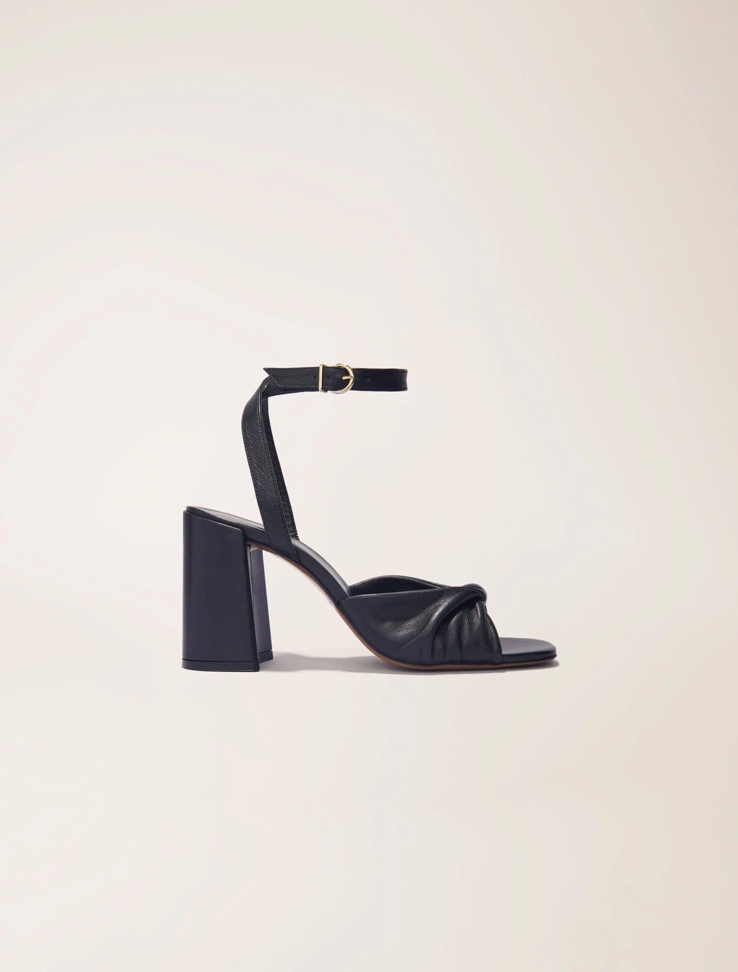 Black-featured-Plain leather sandals with heels