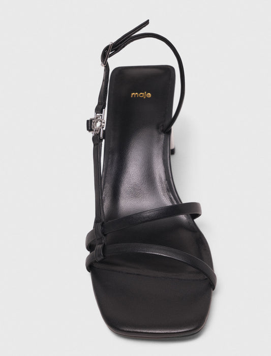 Strappy sandals with metallic heel